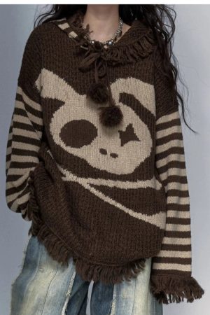 New Style Trends - Panda Alt Punk Fringed Sweater - Outfit Ideas