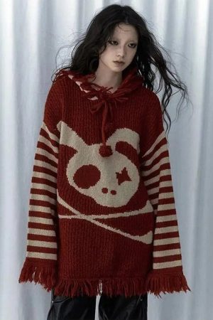 New Style Trends - Panda Alt Punk Fringed Sweater - Outfit Ideas
