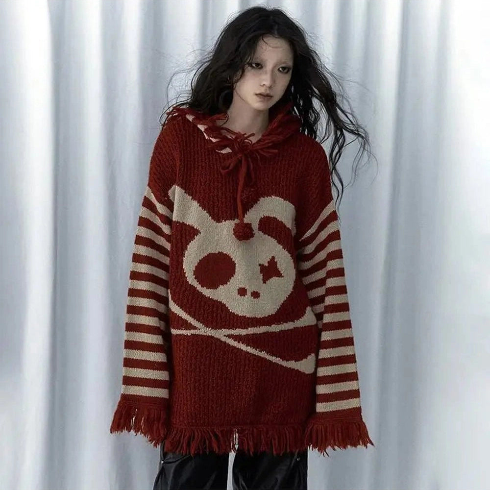 New Style Trends - Panda Alt Punk Fringed Sweater - Outfit Ideas