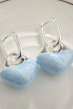 New Style Trends - Pastel Candy Marble Heart Coquette Earrings - Outfit Ideas