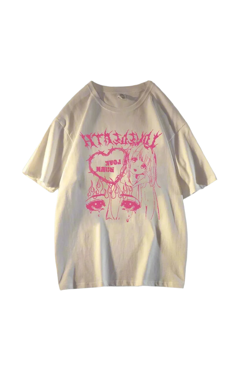 New Style Trends - Pastel Goth Oversized Graphic T-shirt - Outfit Ideas