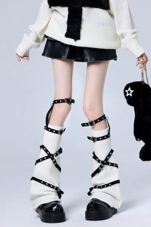 New Style Trends - Pastel Goth Violet Chaos Strapped Leg Warmers - Outfit Ideas