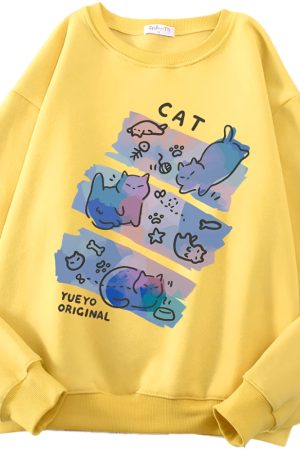 New Style Trends - Pastel Meow Mix Kawaii Sweatshirt - Outfit Ideas