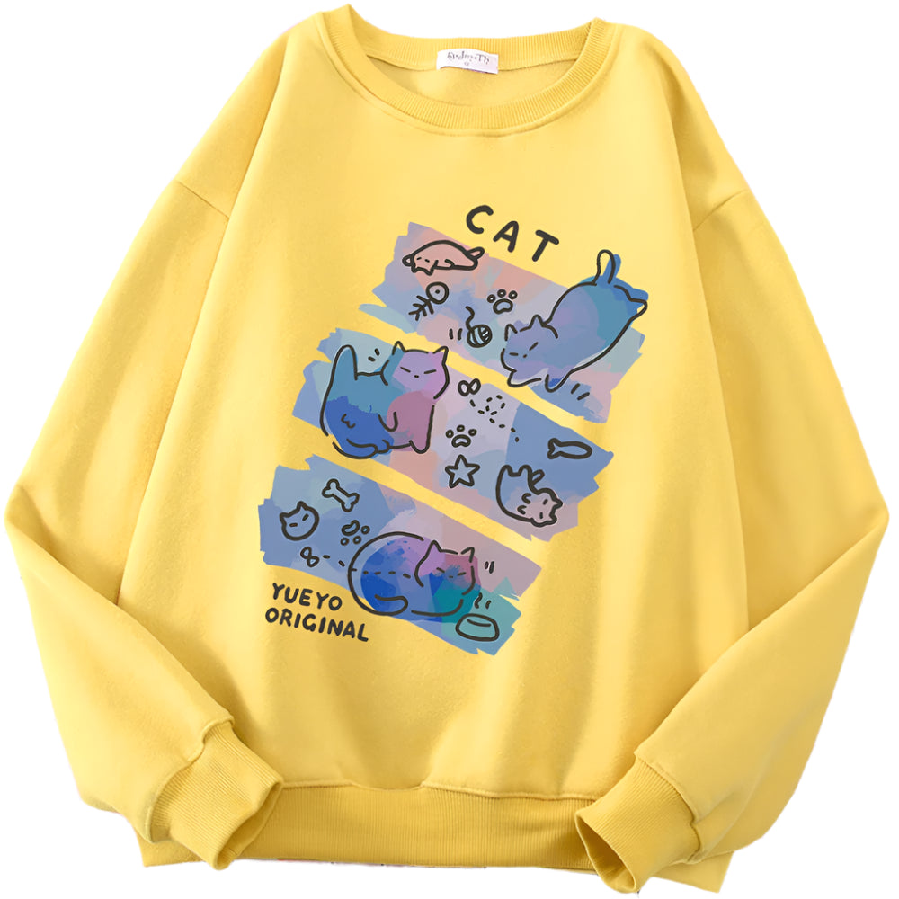 New Style Trends - Pastel Meow Mix Kawaii Sweatshirt - Outfit Ideas