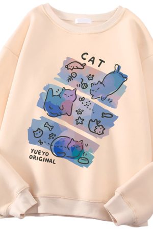 New Style Trends - Pastel Meow Mix Kawaii Sweatshirt - Outfit Ideas