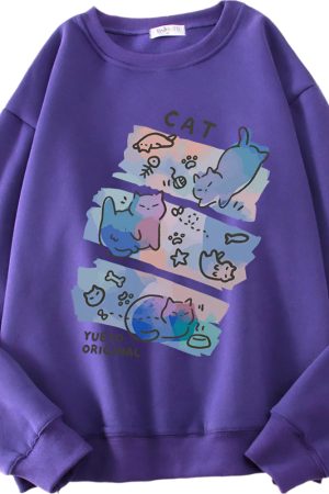 New Style Trends - Pastel Meow Mix Kawaii Sweatshirt - Outfit Ideas