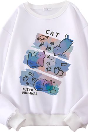 New Style Trends - Pastel Meow Mix Kawaii Sweatshirt - Outfit Ideas