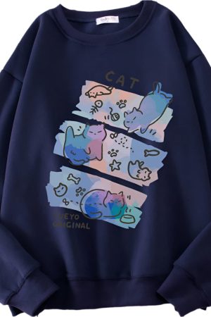 New Style Trends - Pastel Meow Mix Kawaii Sweatshirt - Outfit Ideas