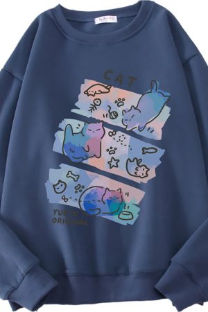 New Style Trends - Pastel Meow Mix Kawaii Sweatshirt - Outfit Ideas