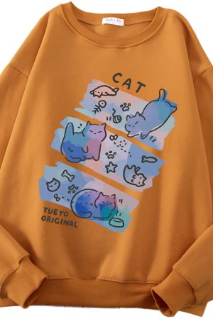 New Style Trends - Pastel Meow Mix Kawaii Sweatshirt - Outfit Ideas