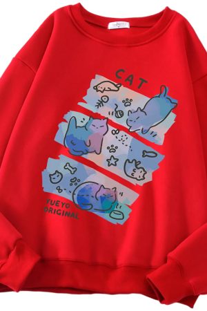 New Style Trends - Pastel Meow Mix Kawaii Sweatshirt - Outfit Ideas