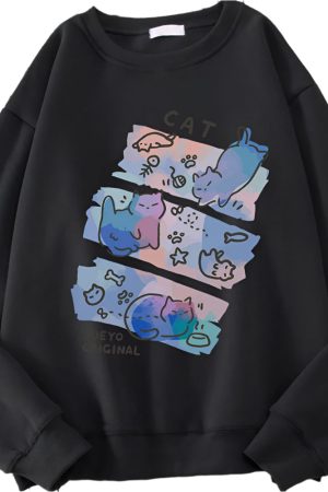 New Style Trends - Pastel Meow Mix Kawaii Sweatshirt - Outfit Ideas