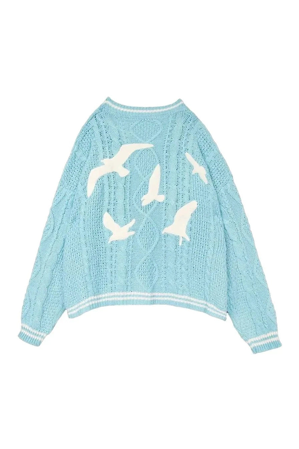 New Style Trends - Pastel Retro Blue Bird Embroidery Cardigan - Outfit Ideas