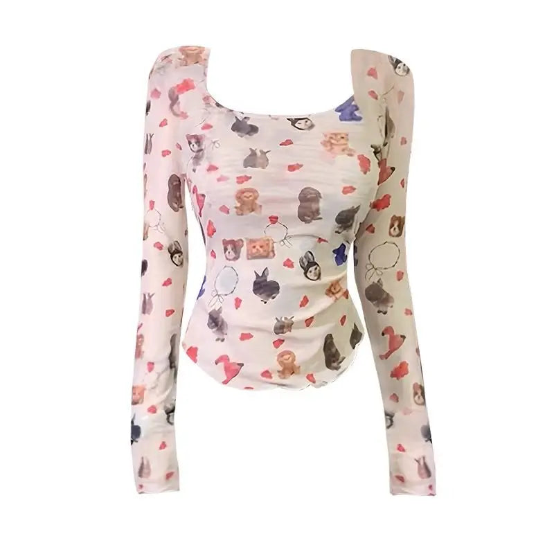 New Style Trends - Pet Parade Mesh Long Sleeve Kawaii Top - Outfit Ideas