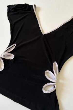 New Style Trends - Petal Cutout V-Neck Aesthetic Top - Outfit Ideas