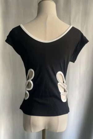 New Style Trends - Petal Cutout V-Neck Aesthetic Top - Outfit Ideas