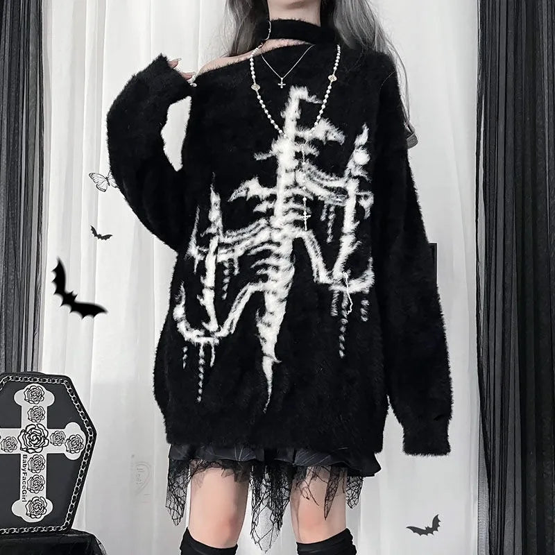 New Style Trends - Phantom Skeleton Alt Goth Knit Sweater - Outfit Ideas New Style Trends - Phantom Skeleton Alt Goth Knit Sweater - Outfit Ideas