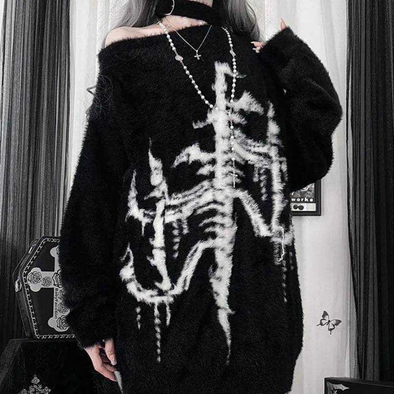New Style Trends - Phantom Skeleton Alt Goth Knit Sweater - Outfit Ideas New Style Trends - Phantom Skeleton Alt Goth Knit Sweater - Outfit Ideas