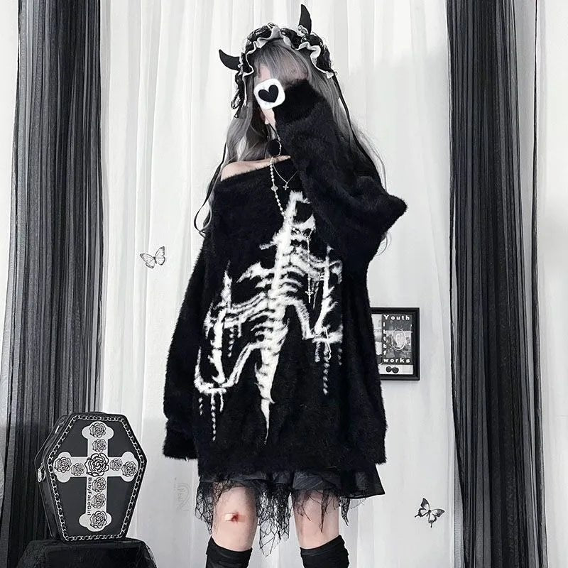 New Style Trends - Phantom Skeleton Alt Goth Knit Sweater - Outfit Ideas New Style Trends - Phantom Skeleton Alt Goth Knit Sweater - Outfit Ideas
