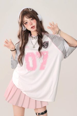 New Style Trends - Pink 07 Oversized Jersey Kawaii T-Shirt - Outfit Ideas