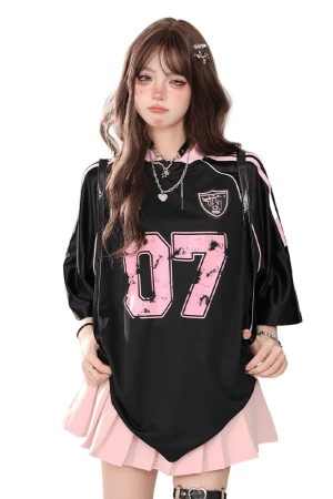 New Style Trends - Pink 07 Oversized Jersey Kawaii T-Shirt - Outfit Ideas