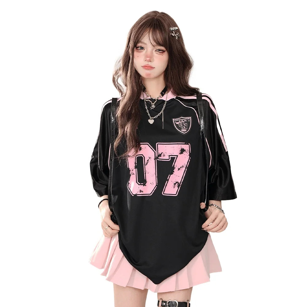 New Style Trends - Pink 07 Oversized Jersey Kawaii T-Shirt - Outfit Ideas