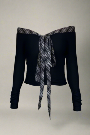 New Style Trends - Plaid Aesthetic Off-Shoulder Long Sleeve Top - Outfit Ideas