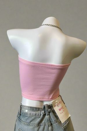 New Style Trends - Psycho Sweetheart Chain Y2k Pink Crop Top - Outfit Ideas