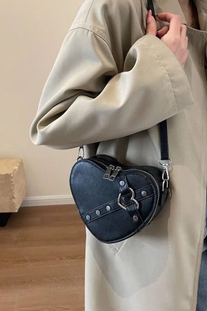 New Style Trends - Punk Love Studded Y2k Shoulder Bag - Outfit Ideas