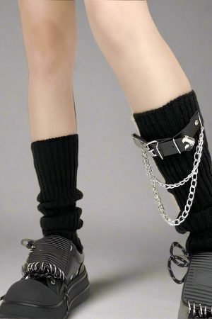 New Style Trends - Rebel Grip Belted Y2k Socks - Outfit Ideas