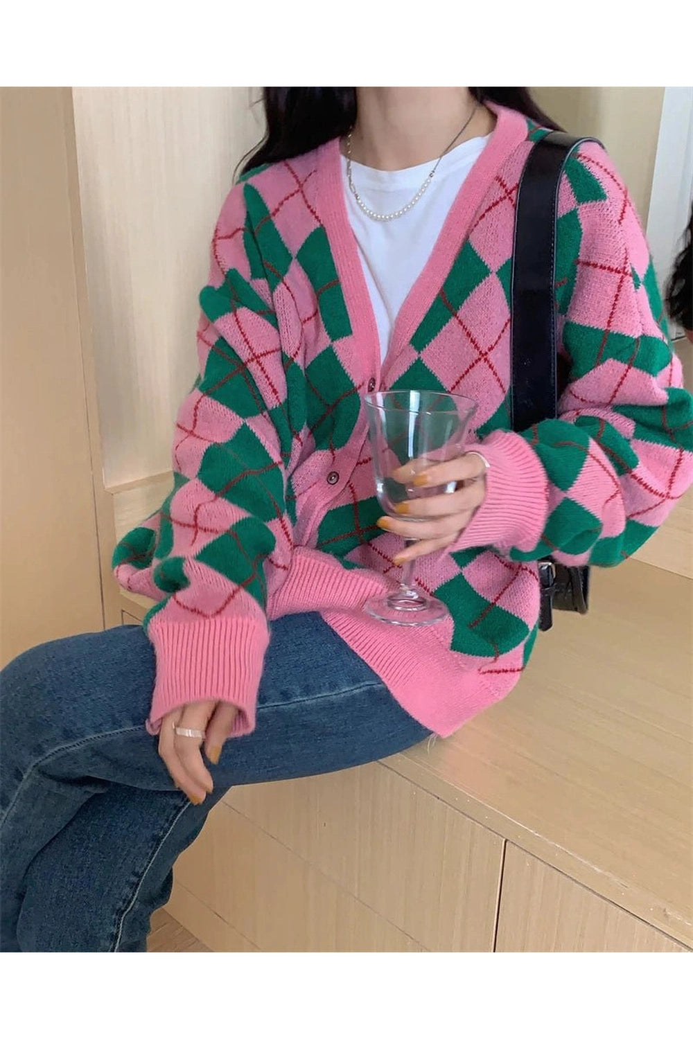 New Style Trends - Retro Argyle Knit Cardigan - Outfit Ideas New Style Trends - Retro Argyle Knit Cardigan - Outfit Ideas