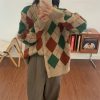 New Style Trends - Retro Argyle Knit Cardigan - Outfit Ideas