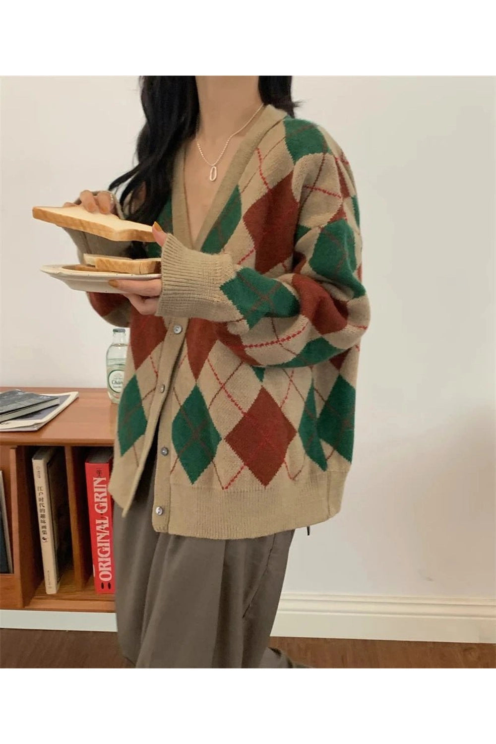 New Style Trends - Retro Argyle Knit Cardigan - Outfit Ideas New Style Trends - Retro Argyle Knit Cardigan - Outfit Ideas