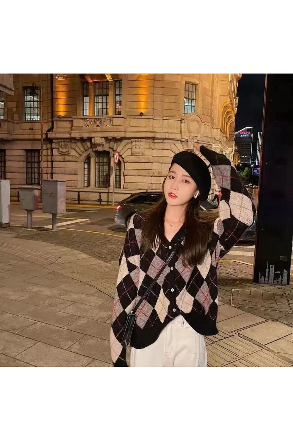 New Style Trends - Retro Argyle Knit Cardigan - Outfit Ideas New Style Trends - Retro Argyle Knit Cardigan - Outfit Ideas