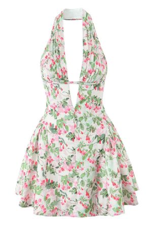New Style Trends - Retro Blossom Valley Halter Dress - Outfit Ideas