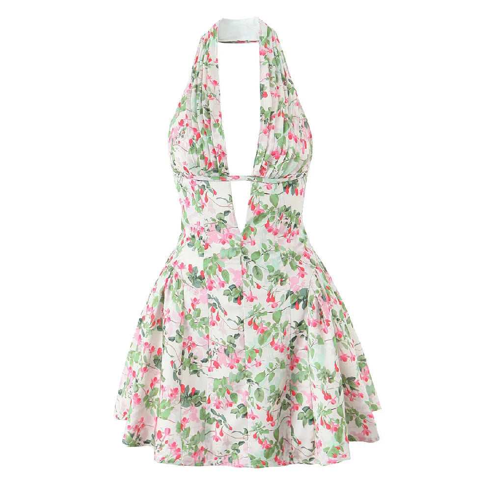 New Style Trends - Retro Blossom Valley Halter Dress - Outfit Ideas