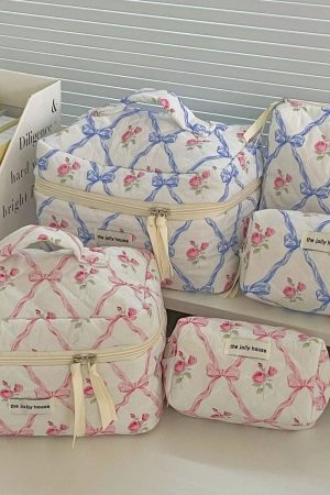 New Style Trends - Retro Bow Bloom Coquette Makeup Bags - Outfit Ideas