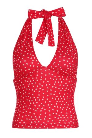 New Style Trends - Retro Cherry Picnic Halter Top - Outfit Ideas