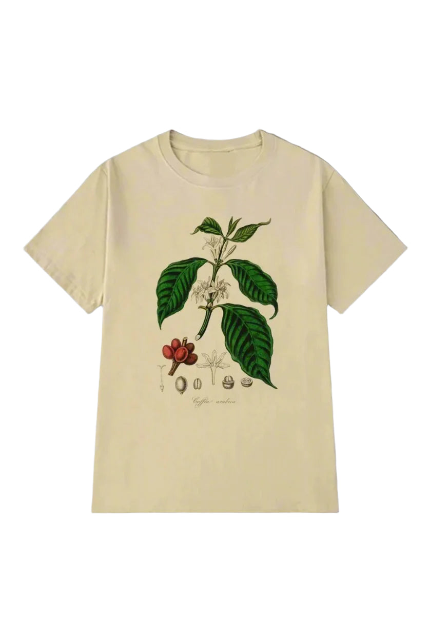 New Style Trends - Retro Coffee Plant Graphic Women's T-Shirt - Outfit Ideas