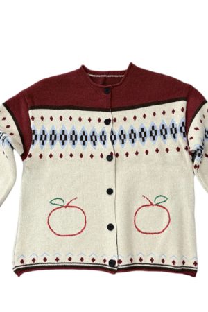 New Style Trends - Retro Cottage Apple Knit Cardigan - Outfit Ideas