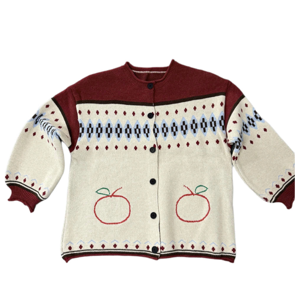 New Style Trends - Retro Cottage Apple Knit Cardigan - Outfit Ideas