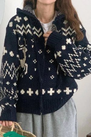 New Style Trends - Retro Cozy Nordic Zip Cardigan - Outfit Ideas