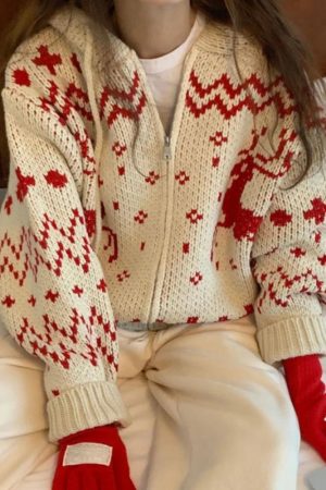 New Style Trends - Retro Cozy Nordic Zip Cardigan - Outfit Ideas