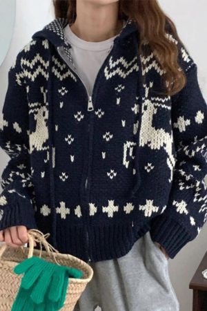 New Style Trends - Retro Cozy Nordic Zip Cardigan - Outfit Ideas