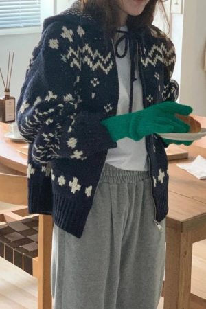 New Style Trends - Retro Cozy Nordic Zip Cardigan - Outfit Ideas