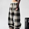 New Style Trends - Retro Cozy Plaid Wide-Leg Sweatpants - Outfit Ideas