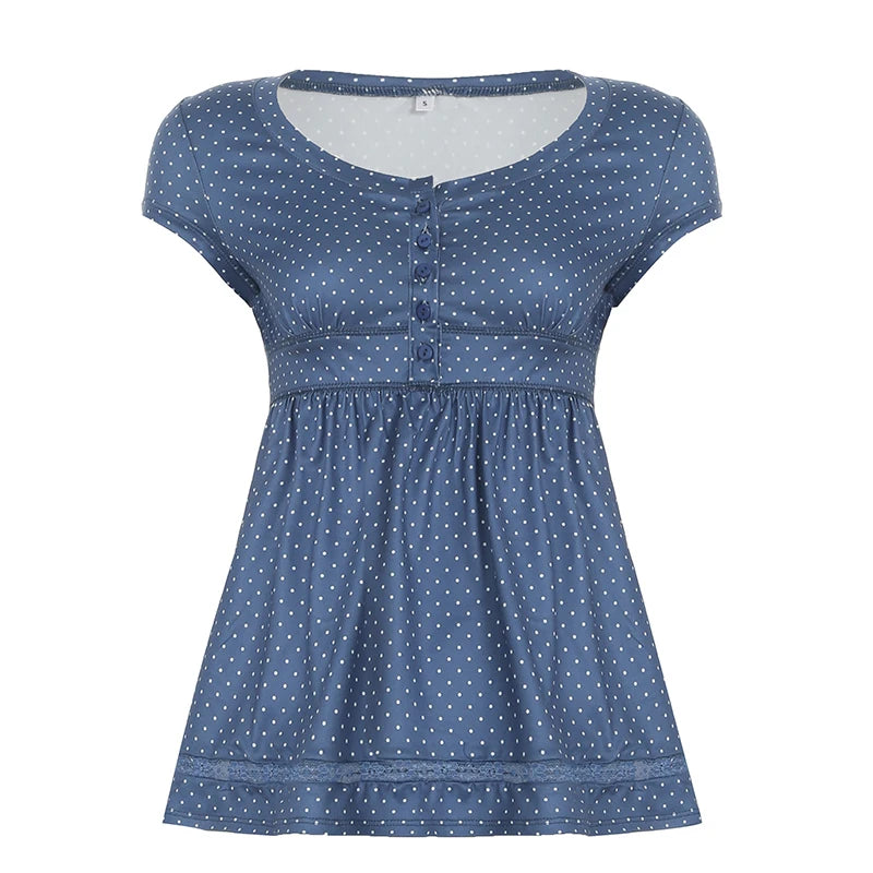 New Style Trends - Retro Dotty Empire Cut Top - Outfit Ideas