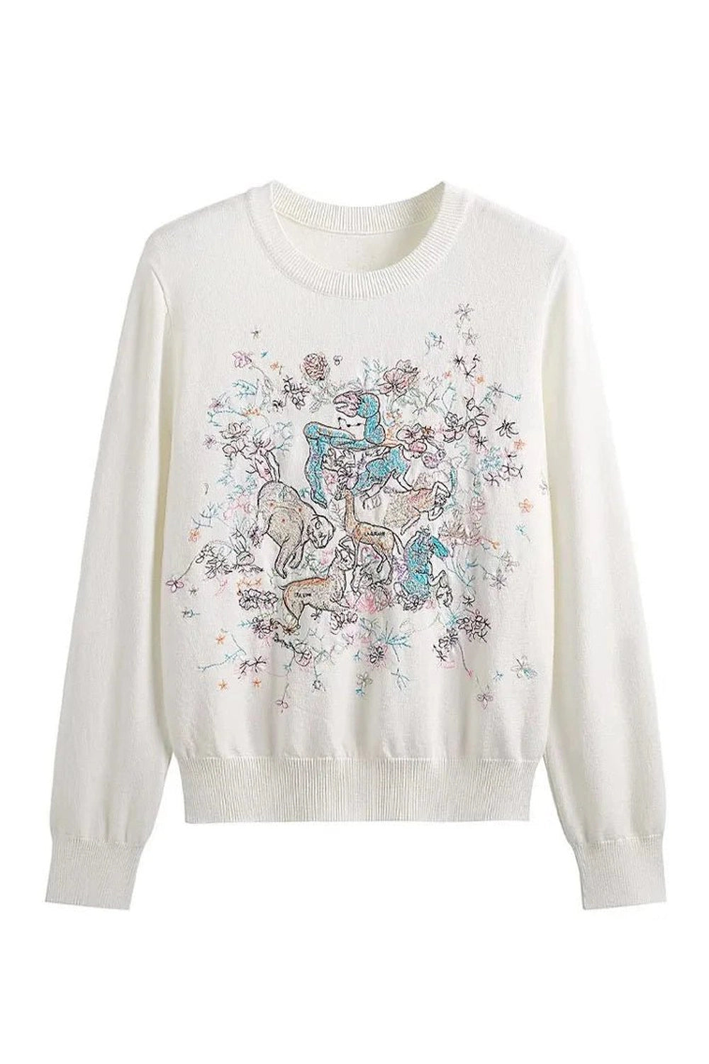 New Style Trends - Retro Embroidery Knit Pullover - Outfit Ideas