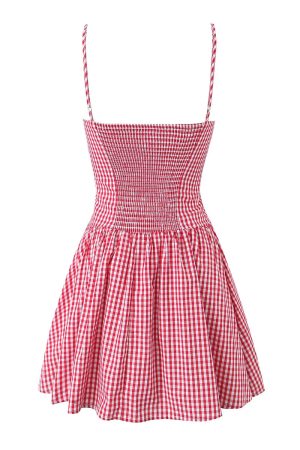 New Style Trends - Retro Gingham Lace Button Dress - Outfit Ideas