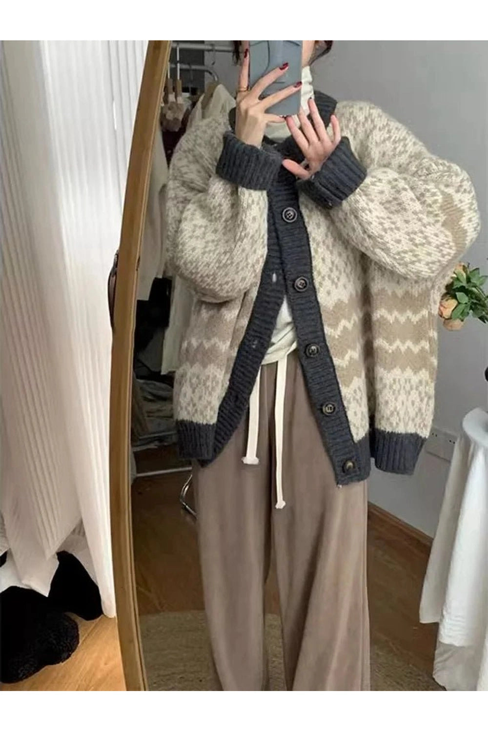 New Style Trends - Retro Jacquard Button Cardigan - Outfit Ideas